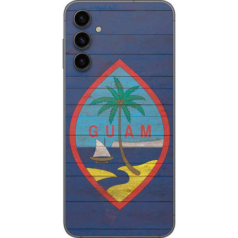 Guam Flag Dark Wood Galaxy A14 5G Skin